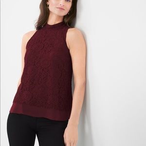 WHBM mock neck lace top